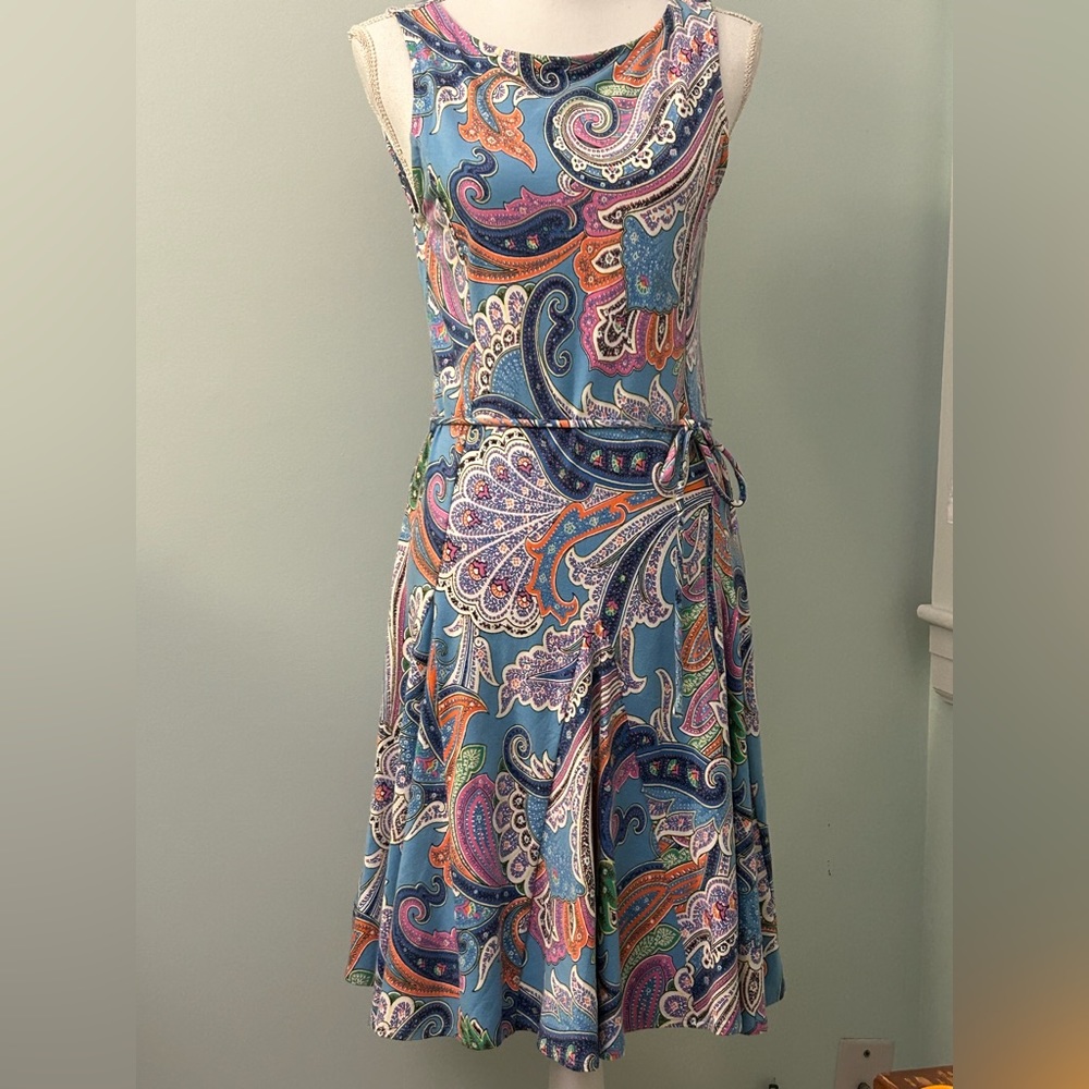 LAUREN Ralph Lauren Paisley Sleeveless Fit and Flare Dress